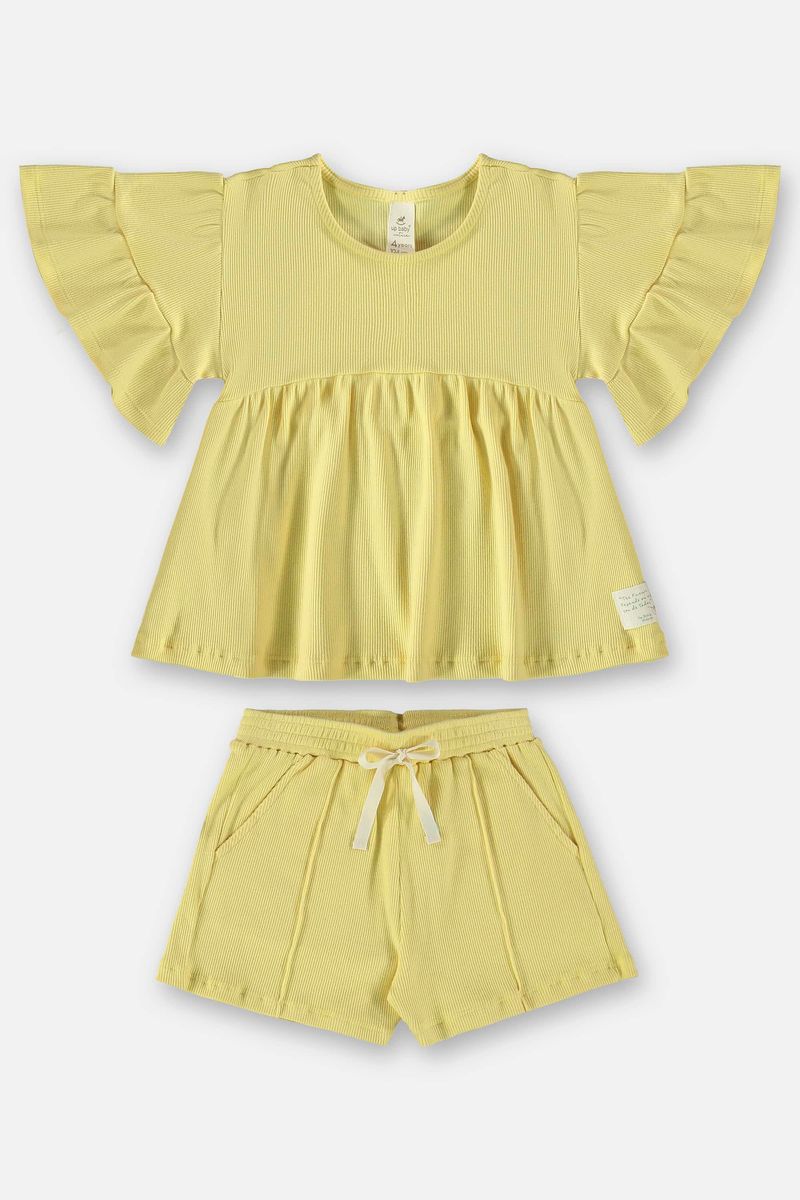 Conjunto-Infantil-para-Menina-com-Blusa-e-Shorts--Amarelo--Up-Baby