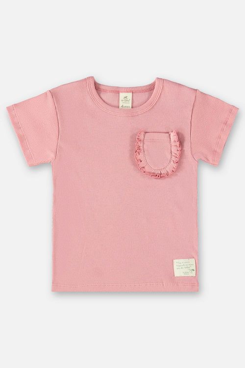 Blusa Infantil Nature para Menina em Ribana Canelada (Rosa) Up Baby