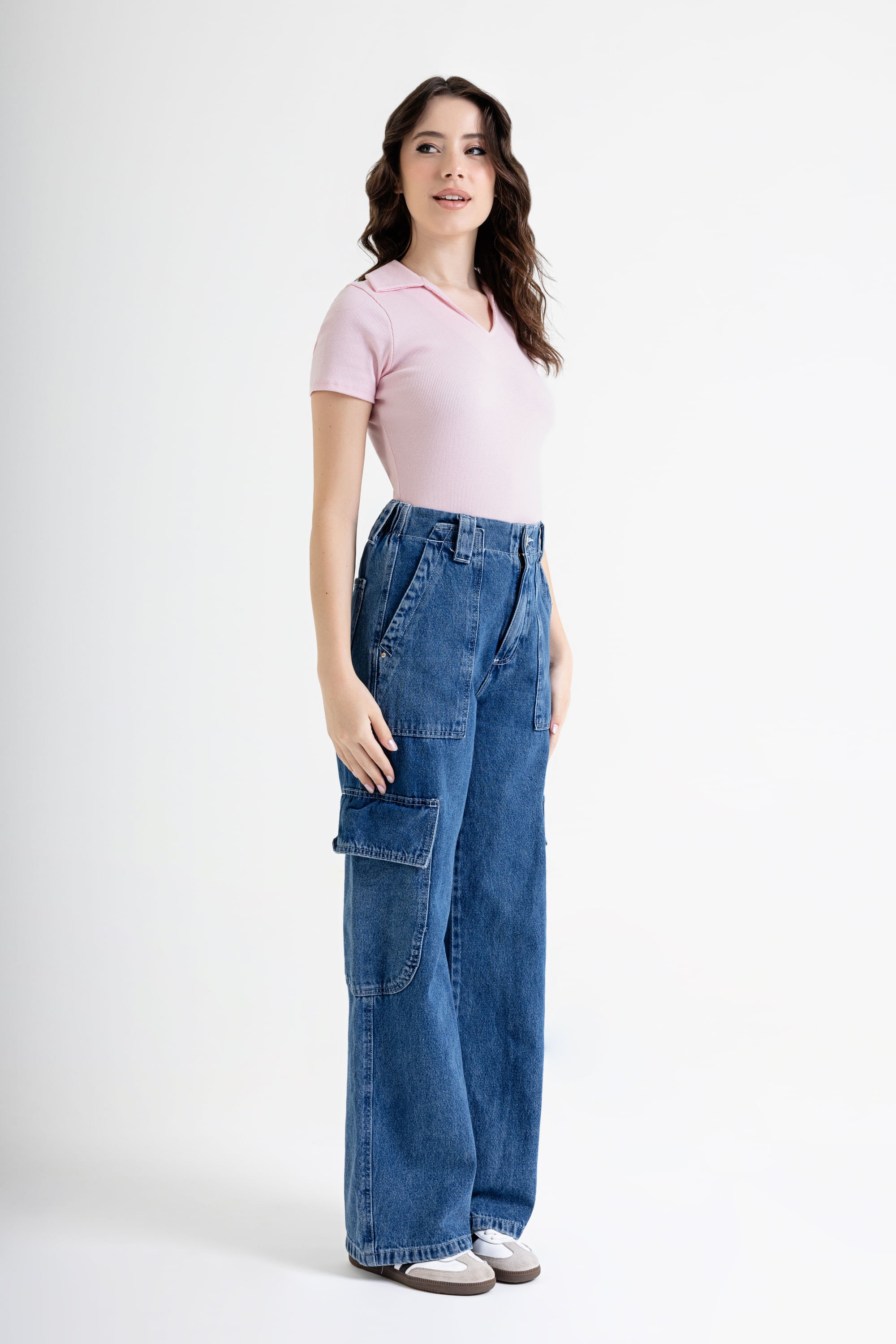 Blusa Polo em Ribana Básica (Rosa) Just Basic