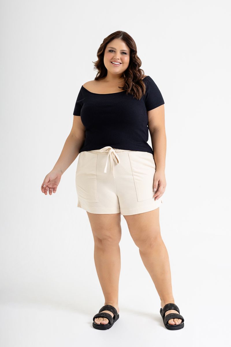 Shorts-Feminino-em-Moletinho--Bege--Just-Basic