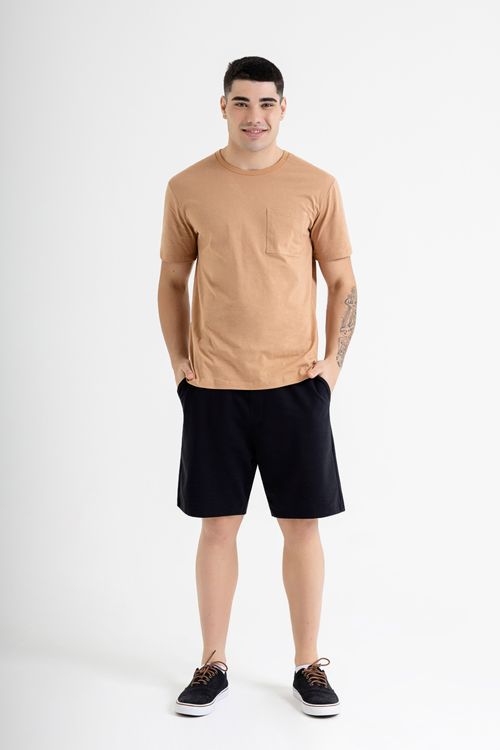 Camiseta Masculina em Meia Malha (Marrom) Just Basic