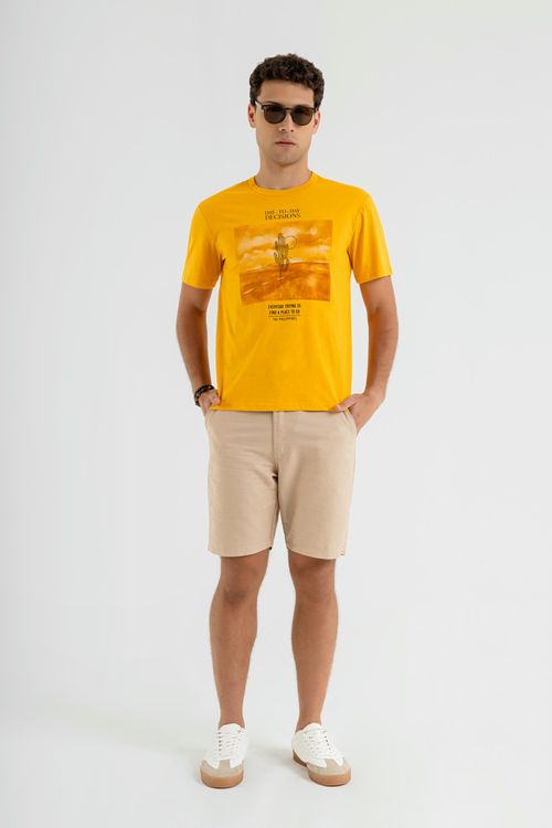 Camiseta Manga Curta Masculina em Meia Malha (Laranja) The Philippines