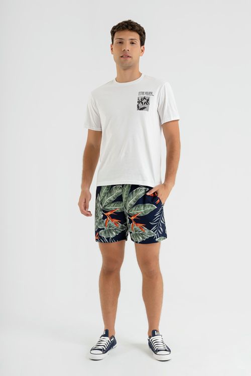 Camiseta Manga Curta Masculina em Meia Malha (Branco) The Philippines