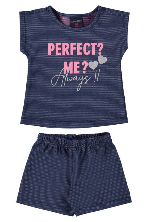 Conjunto com Blusa e Short para Bebê Menina (Azul Marinho) Guloseima