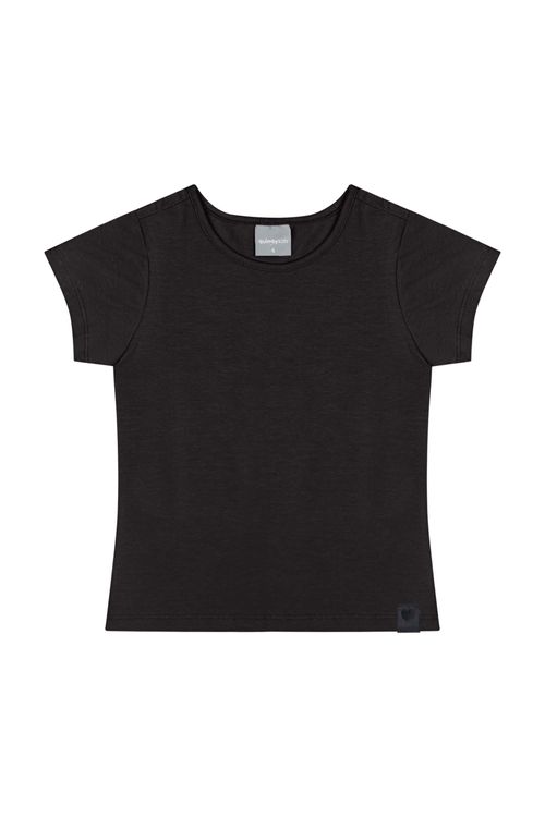 Regata Básica Infantil em Cotton para Menina (Preto) Quimby