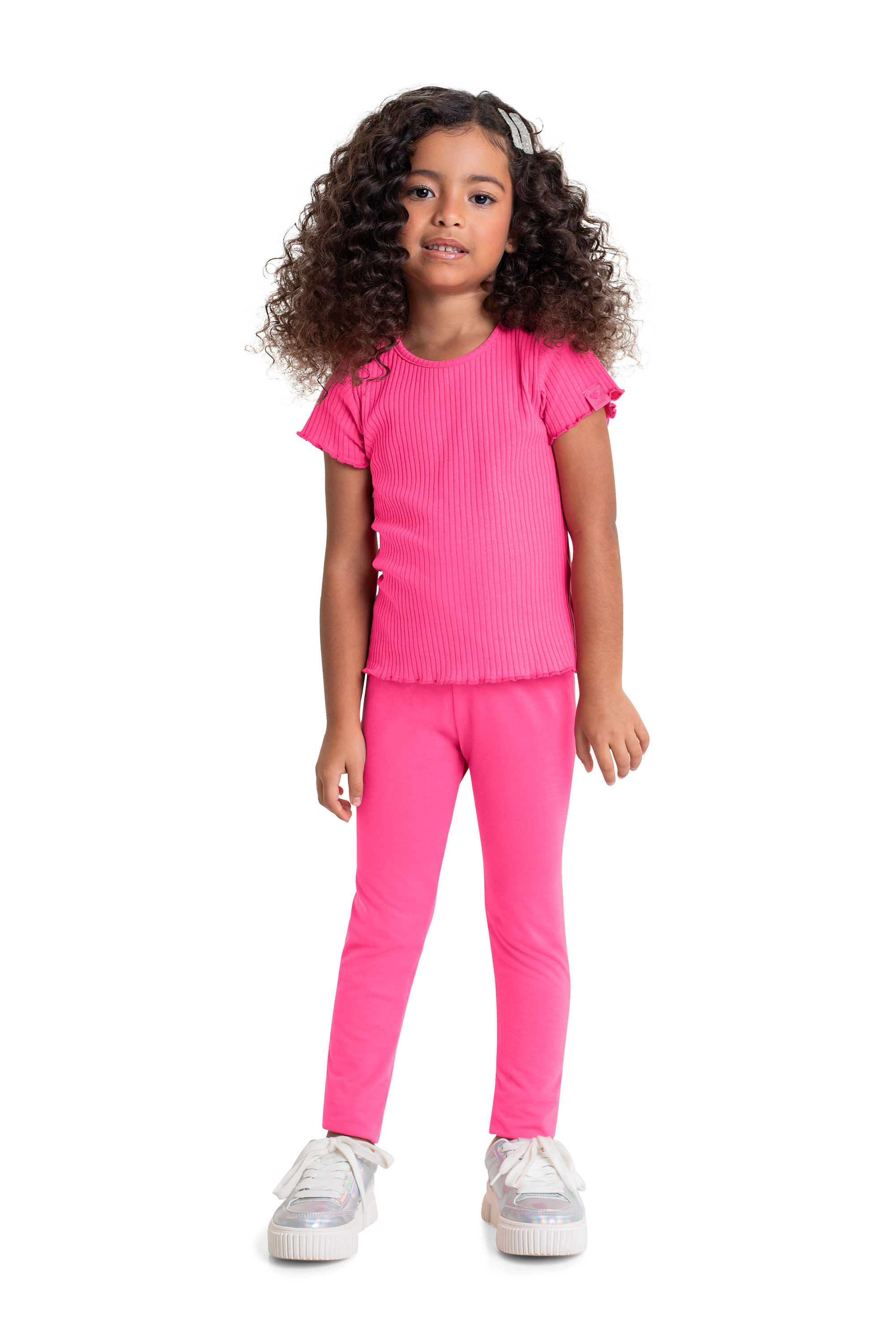 Legging Infantil em Cotton para Menina (Rosa) Quimby