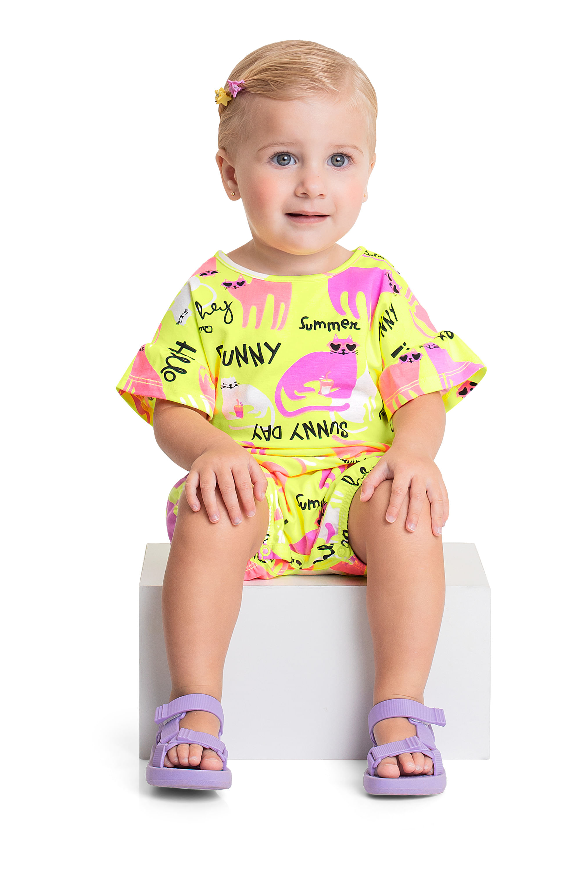 Banho de Sol de Gatinhos para Bebê Menina (Verde) Quimby