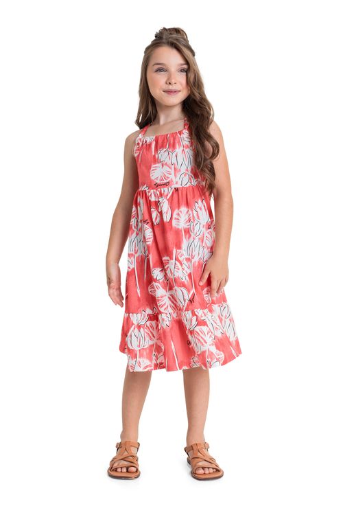 Vestido Floral Infantil para Menina (Vermelho) Quimby