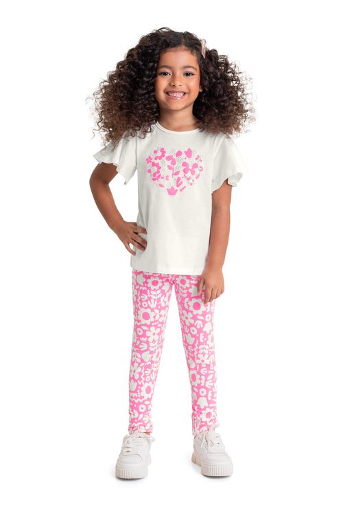 Conjunto Infantil com Bata e Legging para Menina (Off White) Quimby
