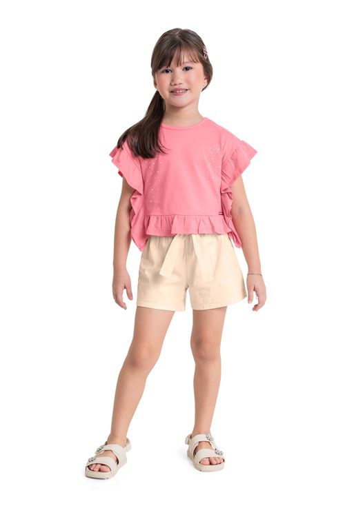 Blusa Infantil com Strass para Menina (Rosa) Quimby
