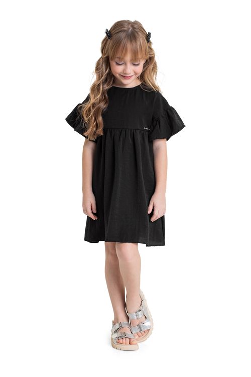 Vestido Infantil em Tecido para Menina (Preto) Quimby