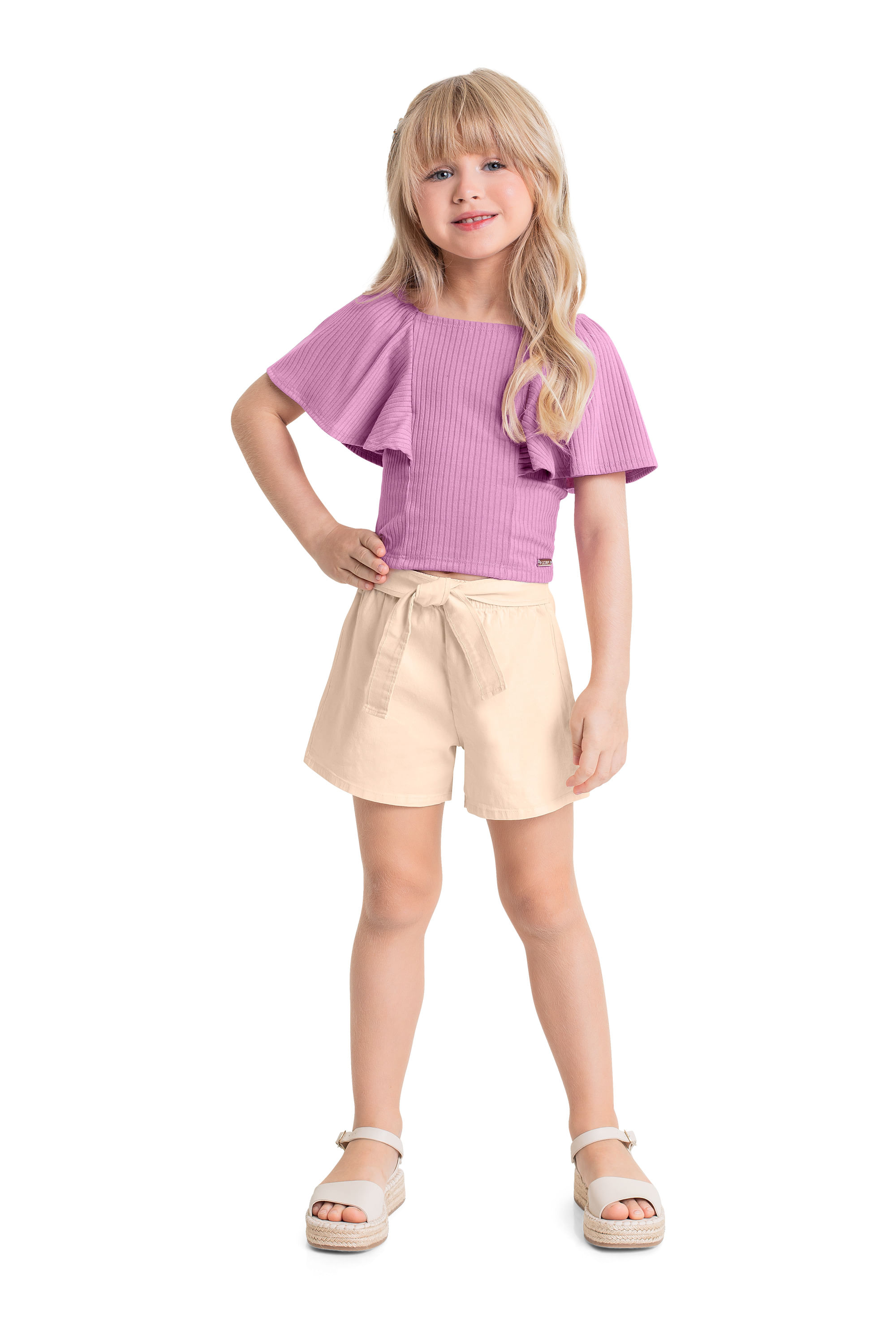 Blusa Infantil em Ribana para Menina (Roxo) Quimby