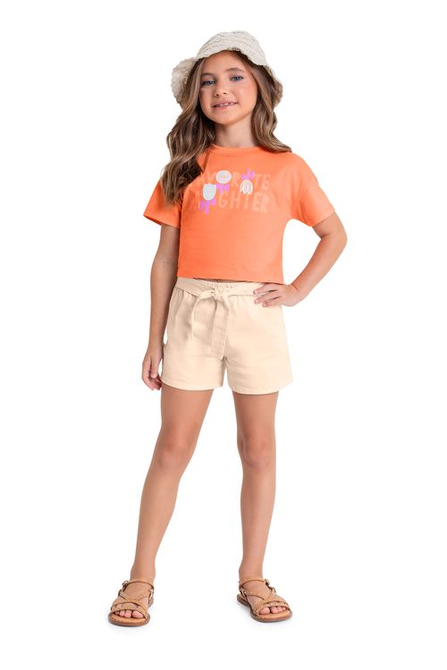 Cropped Infantil para Menina (Laranja) Quimby