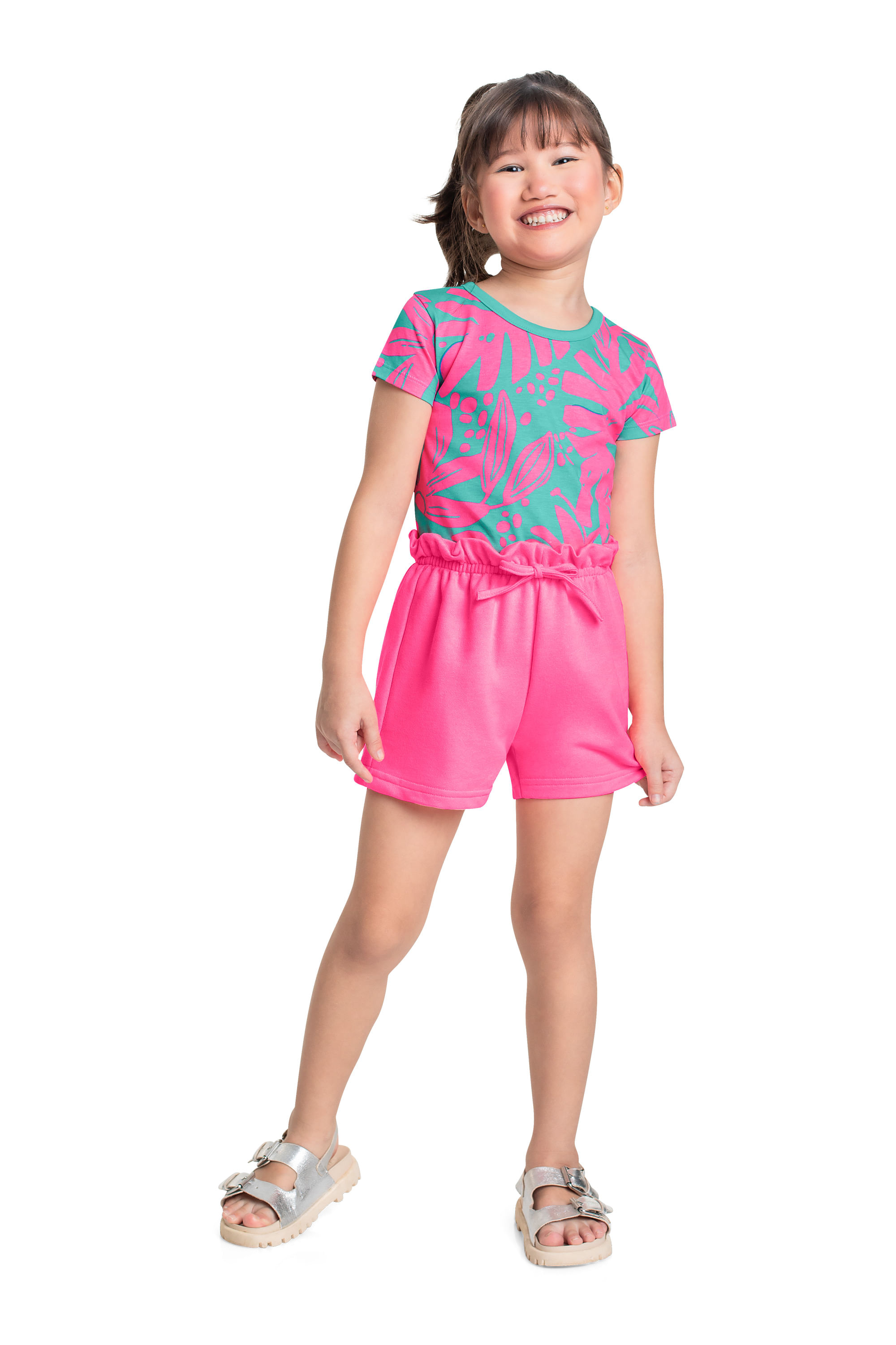 Shorts Básico para Menina em Moletom (Rosa Pink) Bee Loop