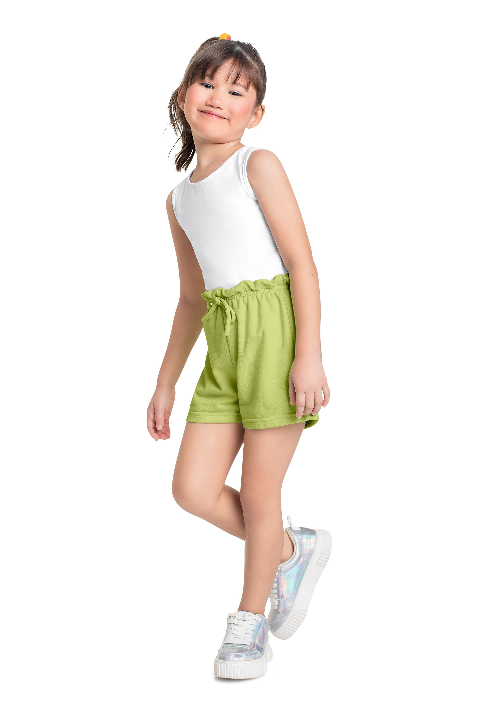 Shorts Básico para Menina em Moletom (Verde) Bee Loop