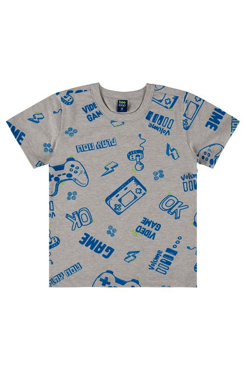 Camiseta Infantil Estampada para Menino (Cinza) Bee Loop