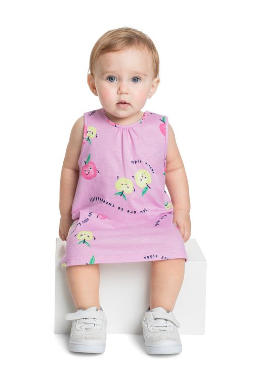 Vestido para Bebê em Meia Malha (Roxo) Bee Loop