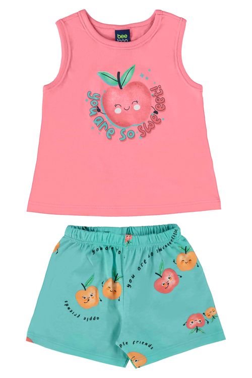 Conjunto com Regata e Short para Bebê Menina (Rosa Claro) Bee Loop