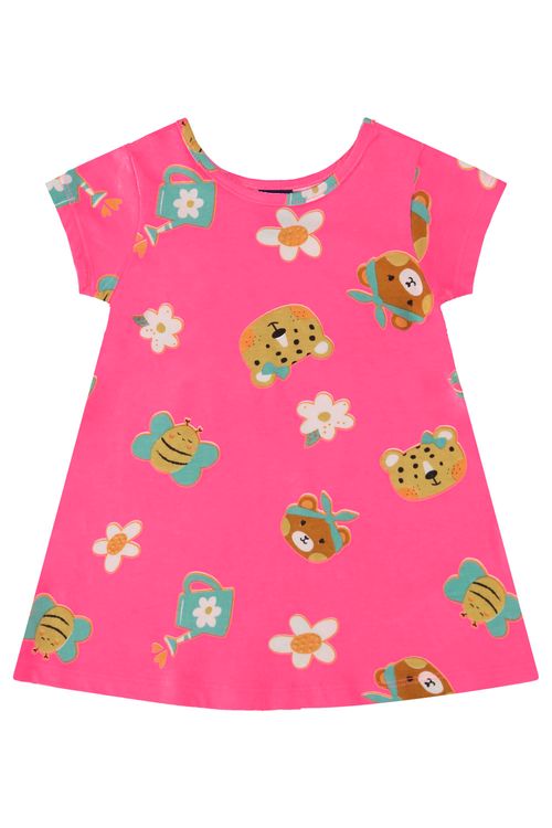 Vestido de Bichinhos para Bebê Menina (Rosa Pink) Bee Loop