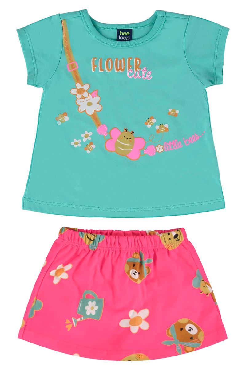 Conjunto-com-Blusa-Brilhante-e-Short-Saia-para-Bebe-Menina-Azul-Bee-Loop