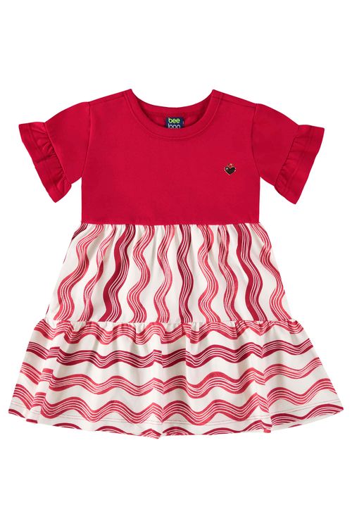 Vestido Listrado para Bebê Menina (Vermelho) Bee Loop