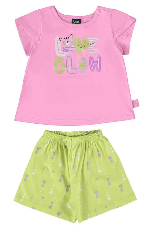 Conjunto com Blusa Brilhante e Short para Bebê Menina (Roxo) Bee Loop