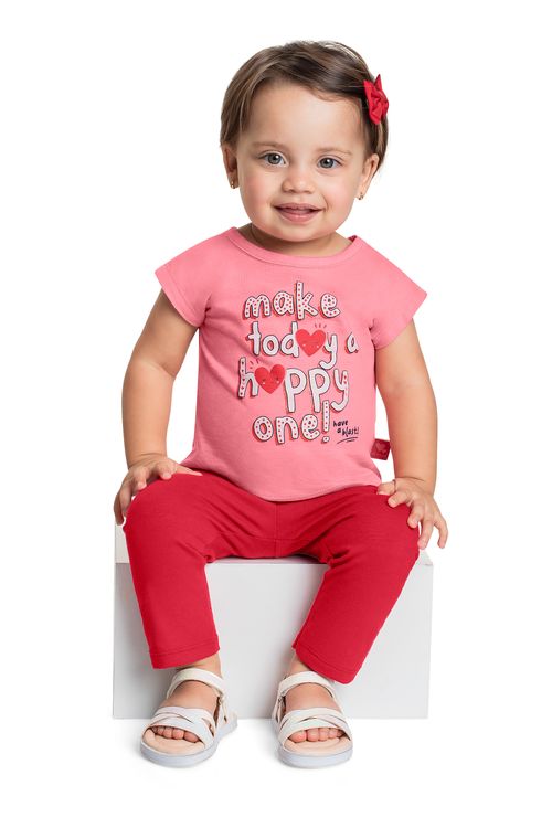 Conjunto com Blusa Brilhante e Legging para Bebê Menina (Rosa Claro) Bee Loop