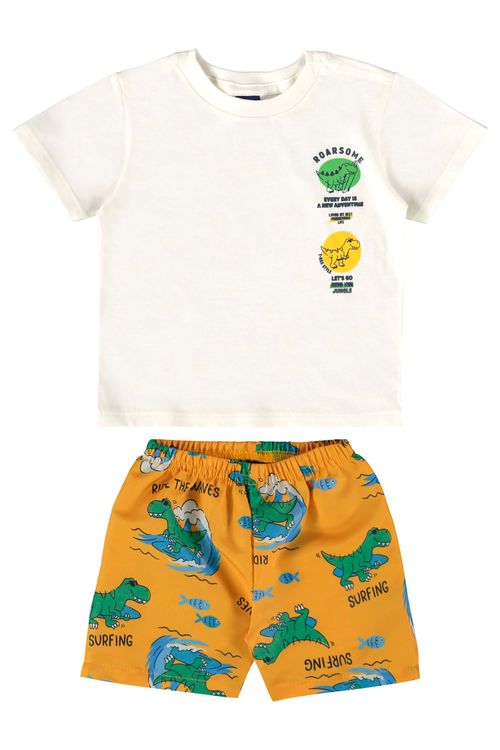 Conjunto com Camiseta e Bermuda para Bebê Menino (Off White) Bee Loop