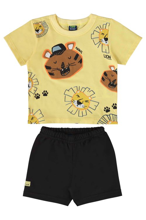 Conjunto com Camiseta de Bichinhos e Bermuda para Bebê Menino (Amarelo) Bee Loop