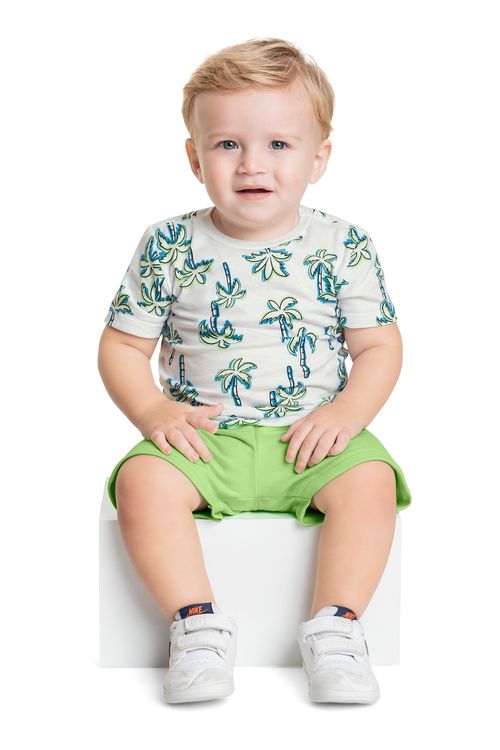 Conjunto com Camiseta e Bermuda para Bebê Menino (Branco) Bee Loop