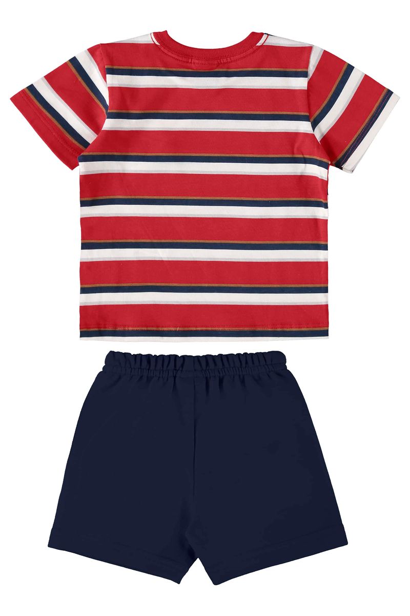 Conjunto-com-Camiseta-e-Bermuda-para-Bebe-Menino-Vermelho-Bee-Loop