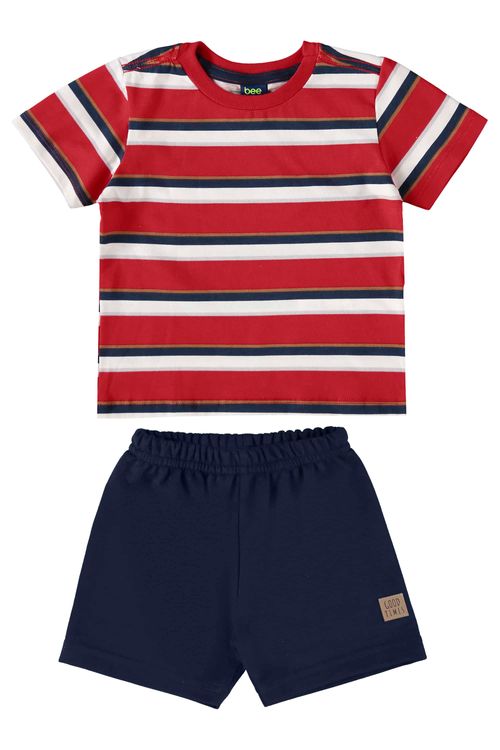 Conjunto com Camiseta e Bermuda para Bebê Menino (Vermelho) Guloseima