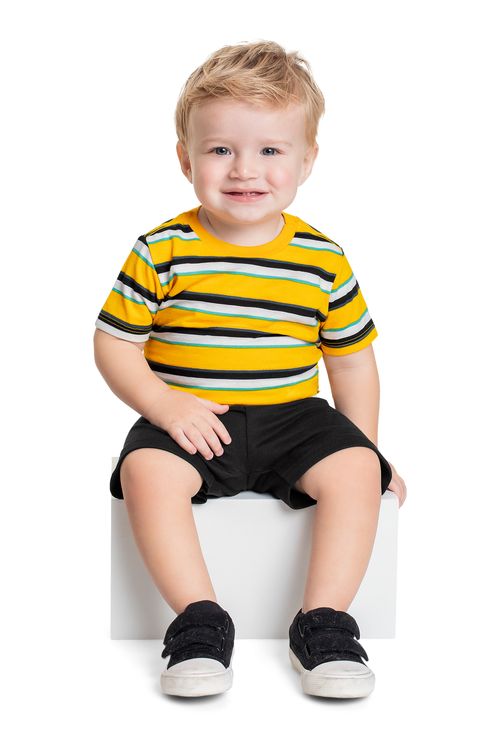 Conjunto com Camiseta e Bermuda para Bebê Menino (Laranja) Bee Loop