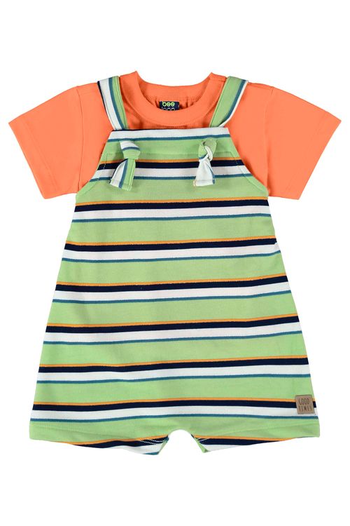 Conjunto com Blusa e Jardineira para Bebê Menino (Laranja) Bee Loop