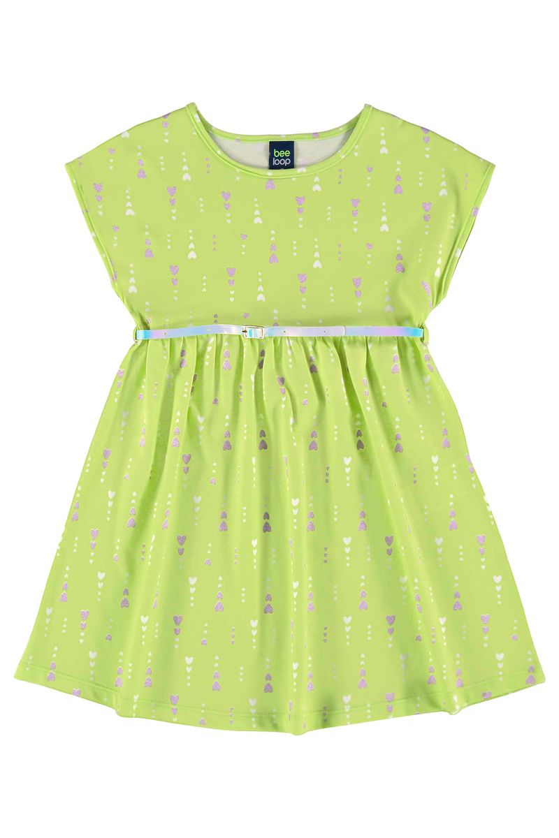 Vestido-com-Cinto-para-Menina-Verde-Bee-Loop