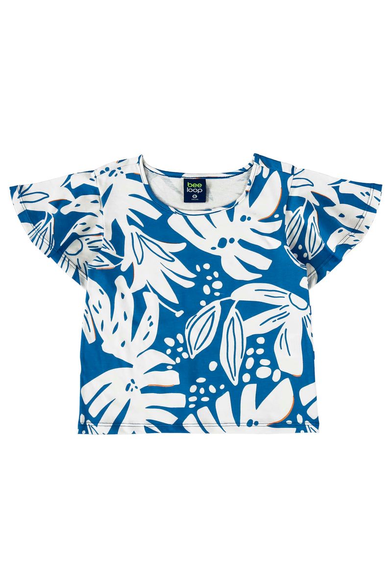 Conjunto-com-Blusa-e-Short-para-Menina-Azul-Bee-Loop