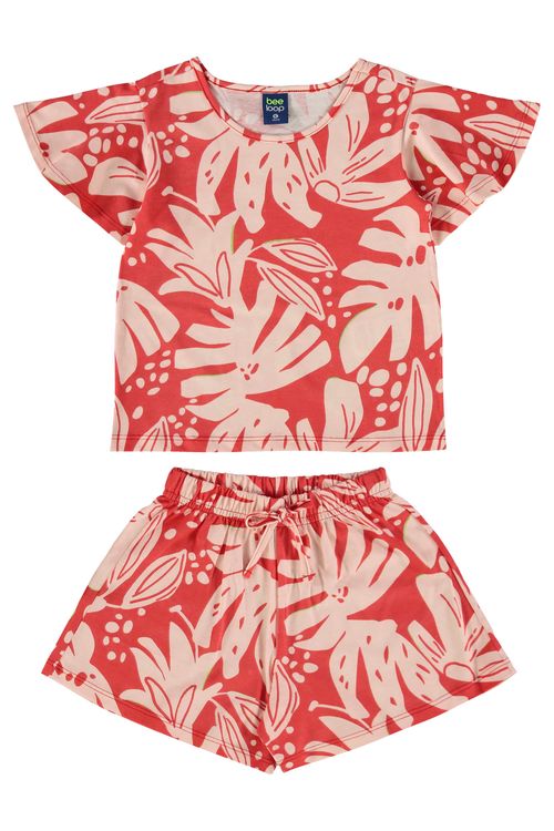Conjunto com Blusa e Short para Menina (Vermelho) Bee Loop
