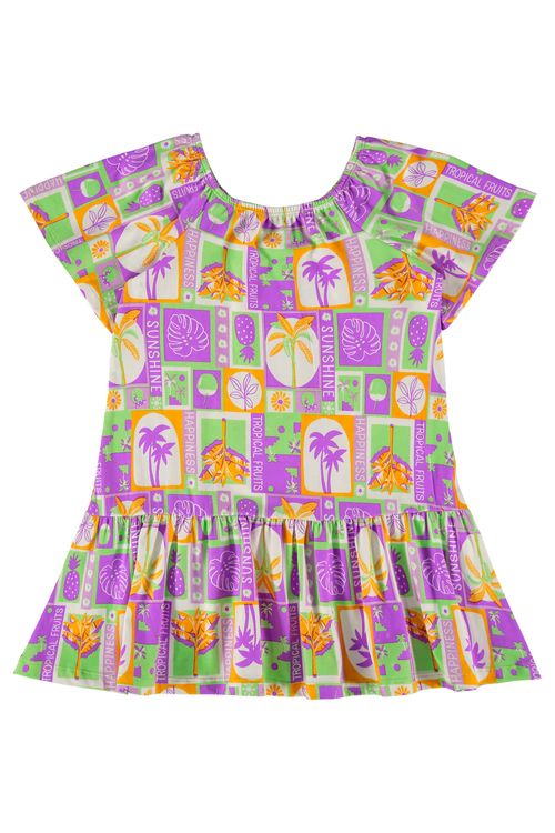 Vestido Estampado para Menina (Roxo) Bee Loop