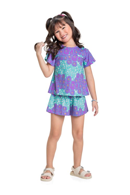 Conjunto com Bata e Short para Menina (Verde) Bee Loop