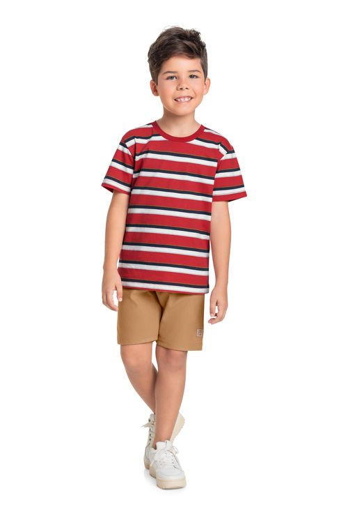 Conjunto com Camiseta e Bermuda para Menino (Vermelho) Bee Loop