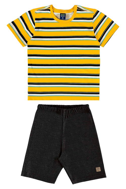 Conjunto com Camiseta e Bermuda para Menino (Amarelo) Bee Loop