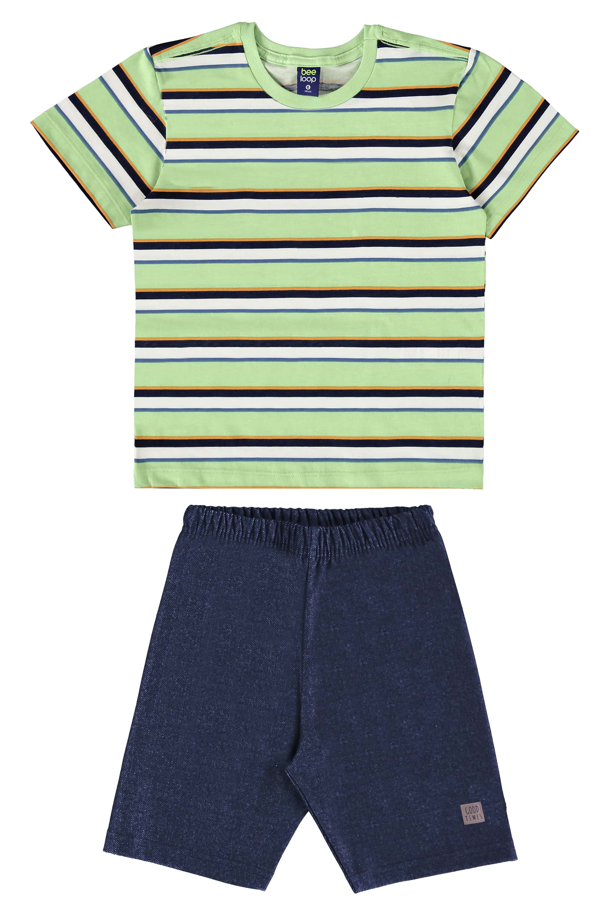 Conjunto com Camiseta e Bermuda para Menino (Verde) Bee Loop