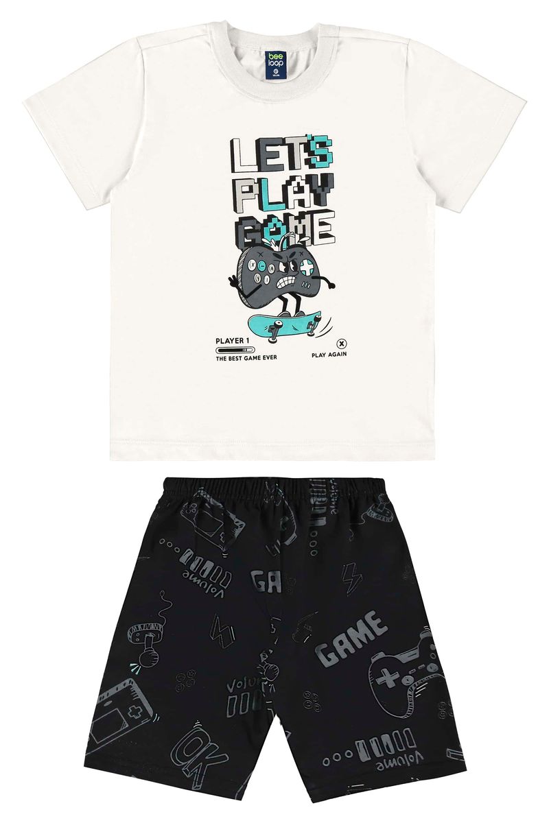 Conjunto-com-Camiseta-e-Bermuda-para-Menino-Off-White-Bee-Loop
