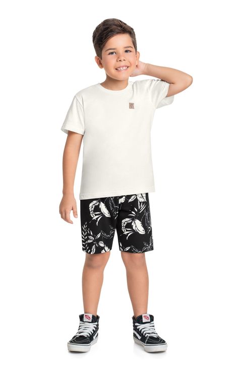 Conjunto com Camiseta e Bermuda para Menino (Branco) Bee Loop