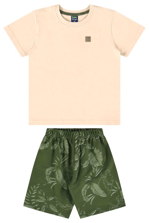 Conjunto com Camiseta e Bermuda para Menino (Bege) Bee Loop