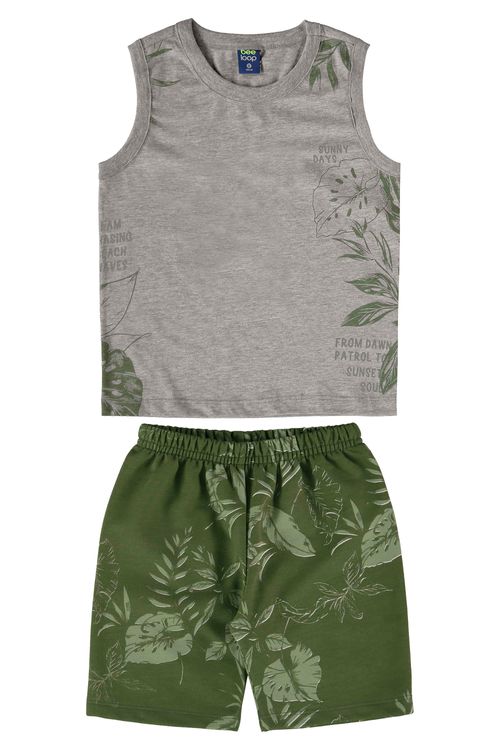 Conjunto com Regata e Bermuda para Menino (Cinza) Bee Loop