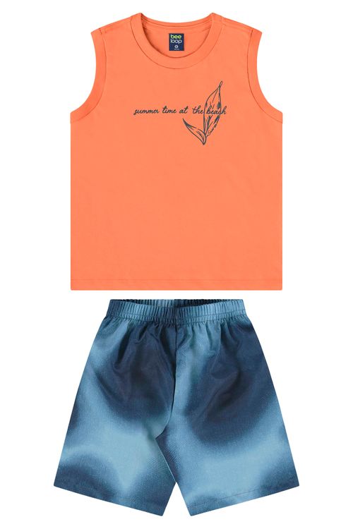 Conjunto com Regata e Bermuda para Menino (Laranja) Bee Loop