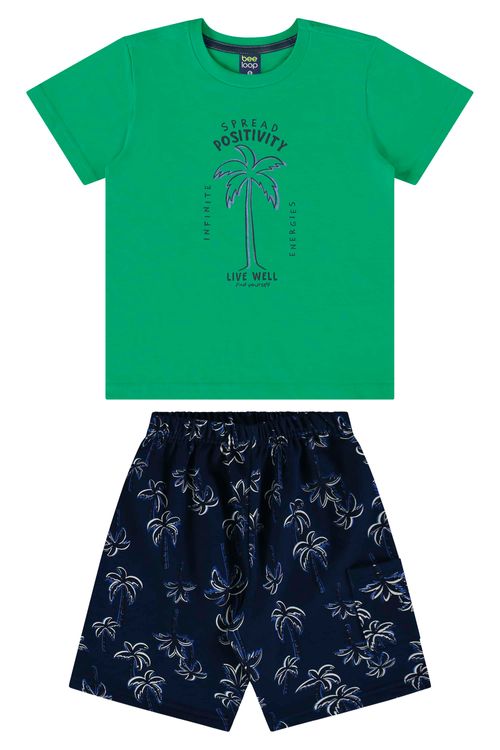 Conjunto com Camiseta e Bermuda para Menino (Verde) Bee Loop