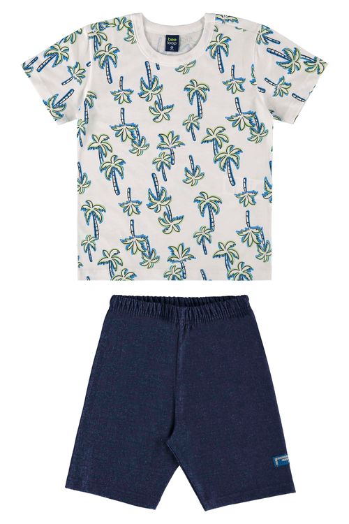 Conjunto com Camiseta e Bermuda para Menino (Branco) Bee Loop
