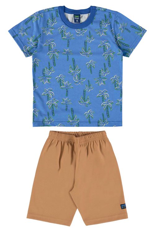 Conjunto com Camiseta e Bermuda para Menino (Azul) Bee Loop